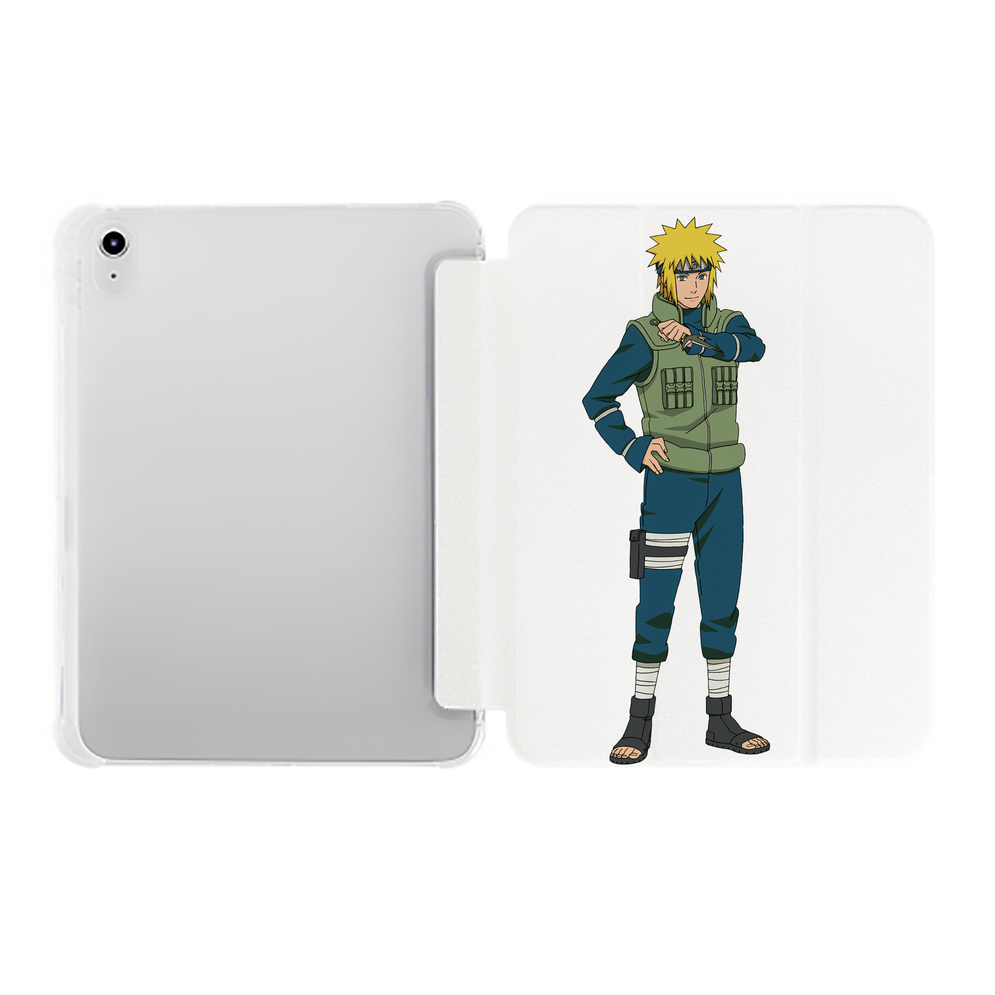 （画像用） NARUTO -ナルト- 波風 ミナト Namikaze Minato IPad ケース ペン収納付き 三つ折りスタンド PUレザー×シリコン 対応機種9.5/10.5/10.9インチ